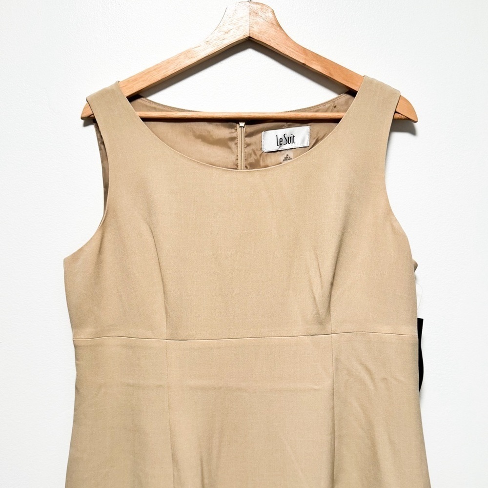 NWT Le Suit Sheath Dress | Open Front Jacket | 2 Piece Set | Size 14 plus | Tan - Picture 6 of 16